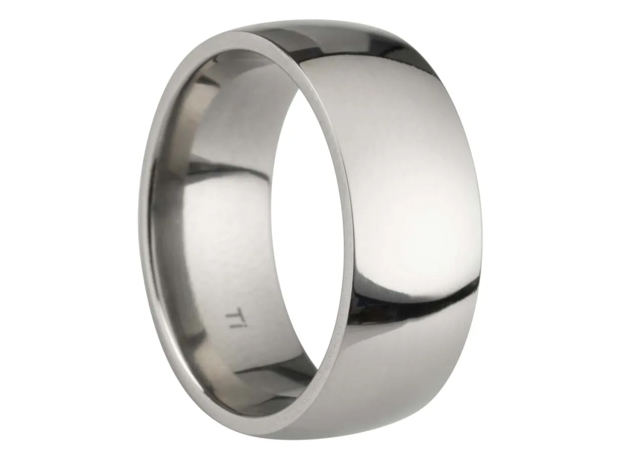 Titanium Court Polished Wedding Ring 8.0mm, Size V, 2.0mm Wall