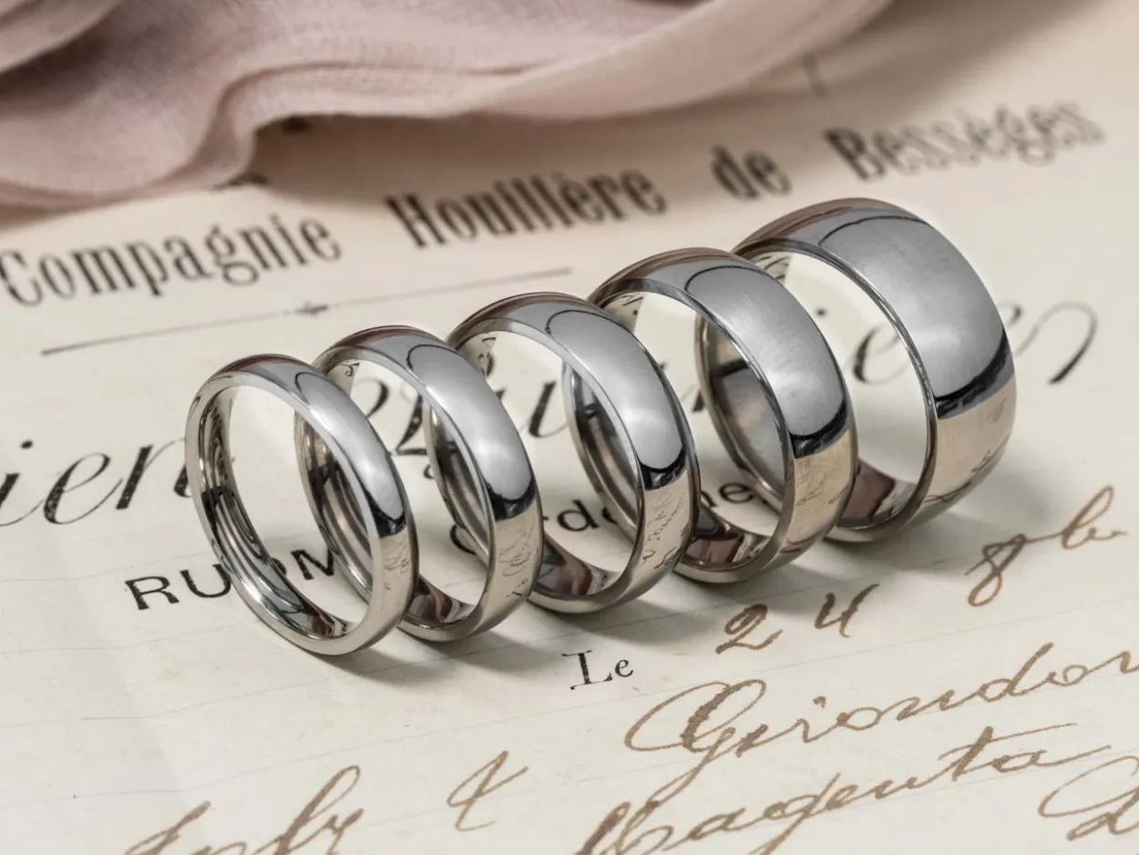 Titanium Court Polished Wedding Ring 8.0mm, Size V, 2.0mm Wall