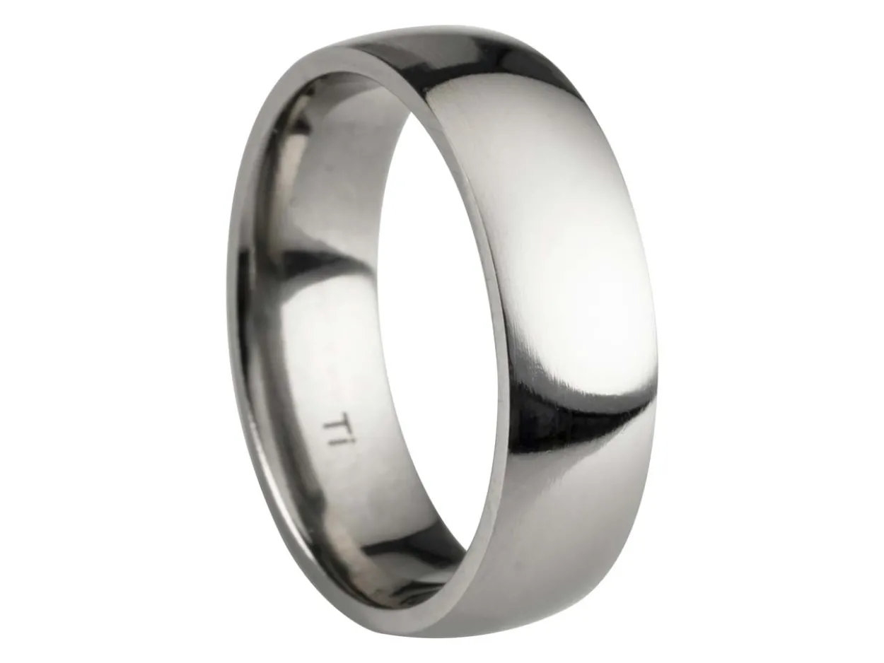 Titanium Court Polished Wedding Ring 6.0mm, Size Z, 1.8mm Wall