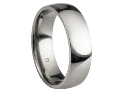 Titanium Court Polished Wedding Ring 6.0mm, Size V, 1.8mm Wall