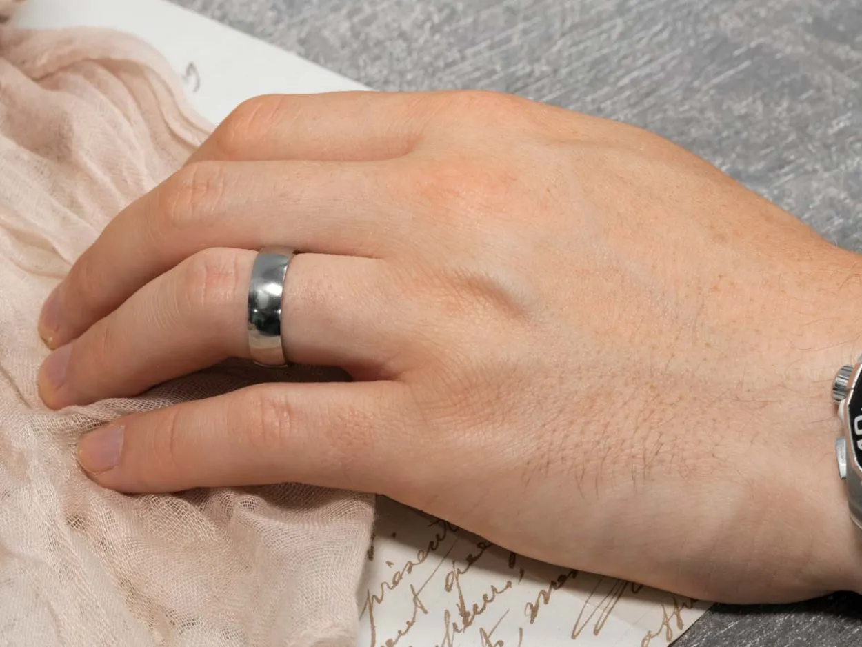 Titanium Court Polished Wedding Ring 6.0mm, Size T, 1.8mm Wall