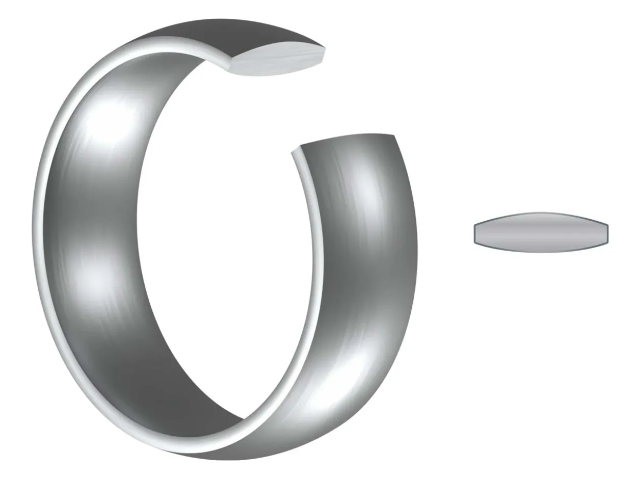 Titanium Court Polished Wedding Ring 5.0mm, Size T, 1.8mm Wall