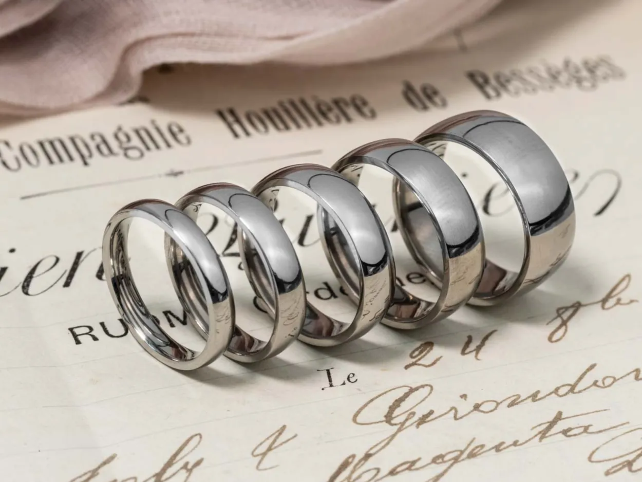 Titanium Court Polished Wedding Ring 5.0mm, Size R, 1.8mm Wall