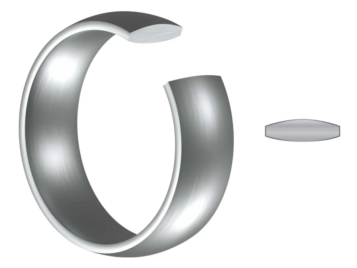 Titanium Court Polished Wedding Ring 5.0mm, Size R, 1.8mm Wall
