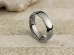 Titanium Court Polished Wedding Ring 5.0mm, Size Q, 1.8mm Wall