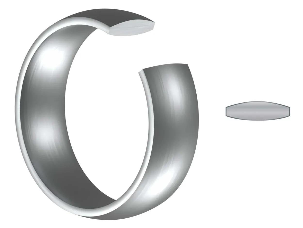 Titanium Court Polished Wedding Ring 5.0mm, Size N, 1.8mm Wall