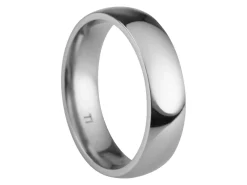 Titanium Court Polished Wedding Ring 5.0mm, Size M, 1.8mm Wall