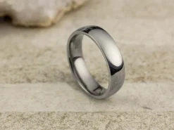 Titanium Court Polished Wedding Ring 5.0mm, Size L, 1.8mm Wall