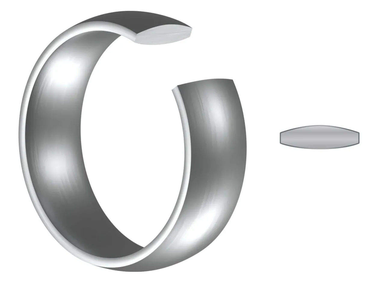 Titanium Court Polished Wedding Ring 5.0mm, Size I, 1.8mm Wall