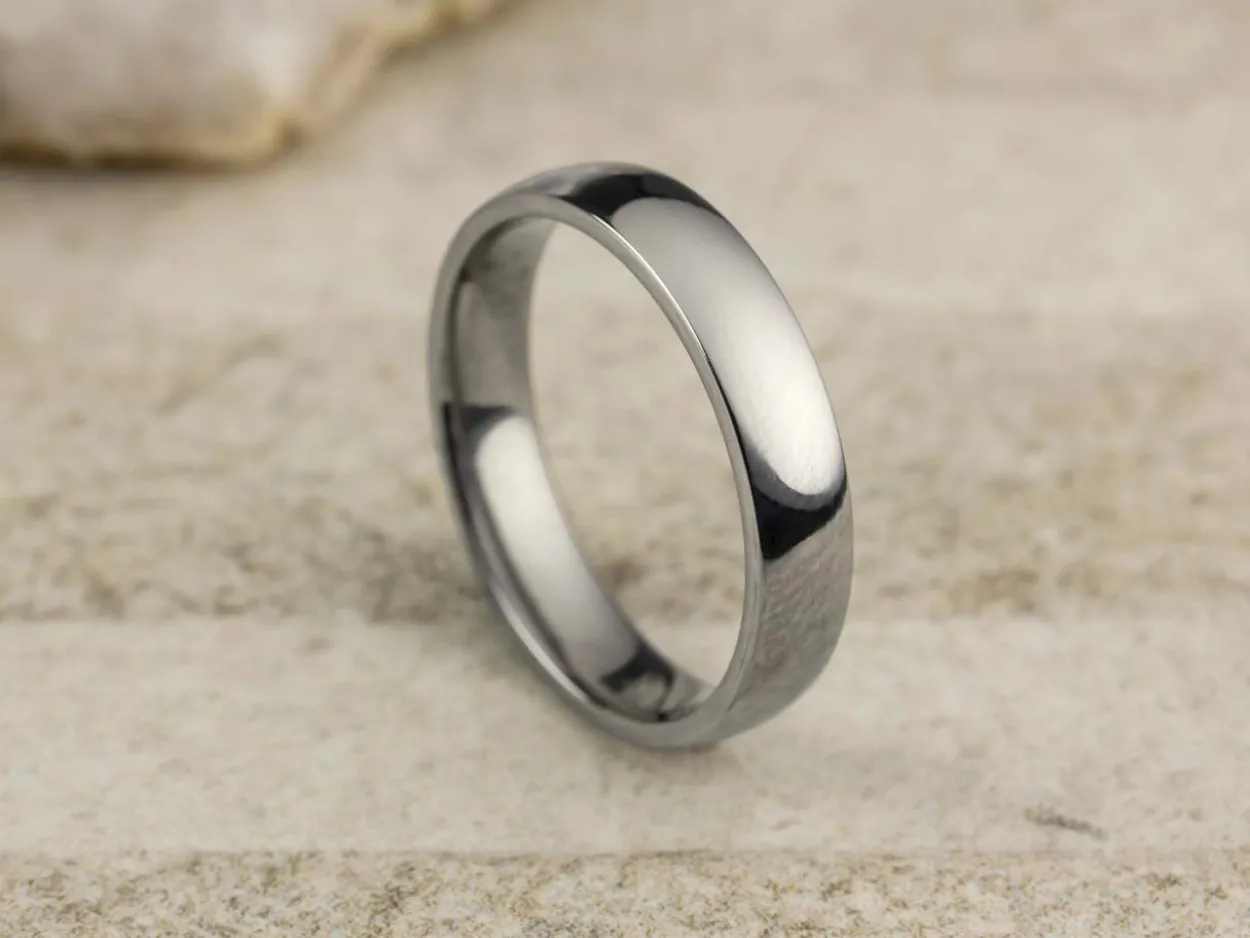 Titanium Court Polished Wedding Ring 4.0mm, Size Y, 1.6mm Wall