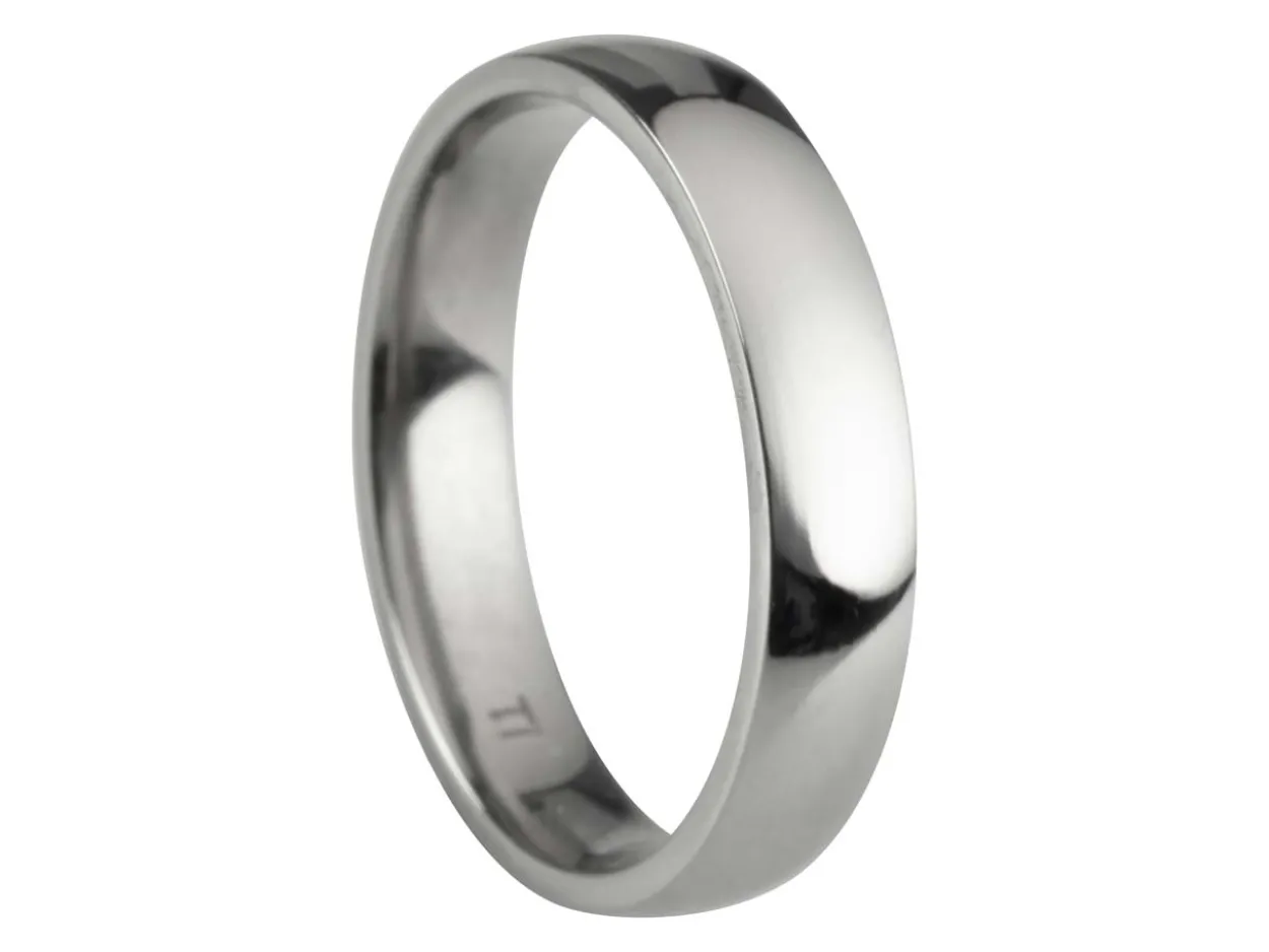 Titanium Court Polished Wedding Ring 4.0mm, Size W, 1.6mm Wall