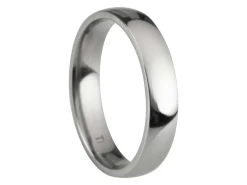 Titanium Court Polished Wedding Ring 4.0mm, Size Q, 1.6mm Wall