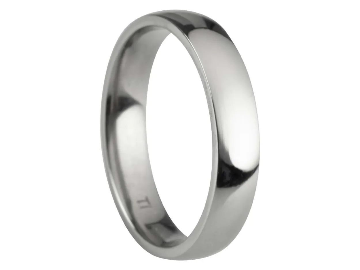 Titanium Court Polished Wedding Ring 4.0mm, Size I, 1.6mm Wall
