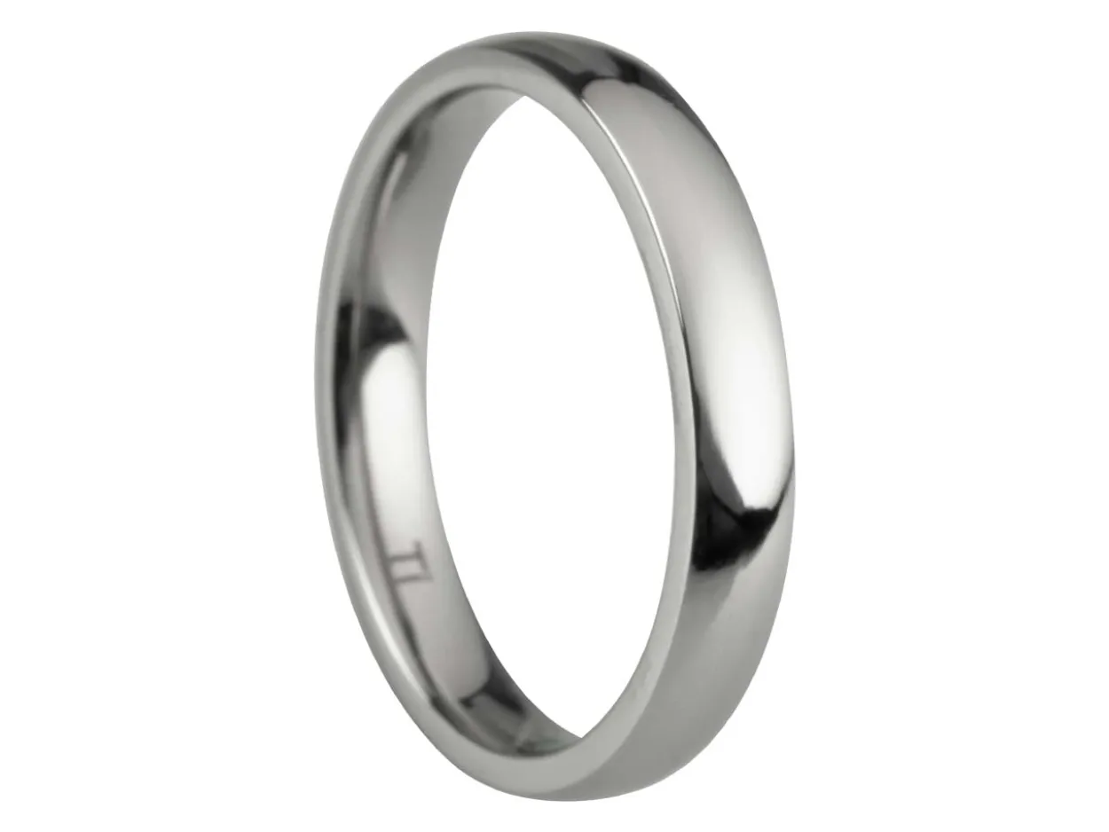 Titanium Court Polished Wedding Ring 3.0mm, Size O, 1.6mm Wall