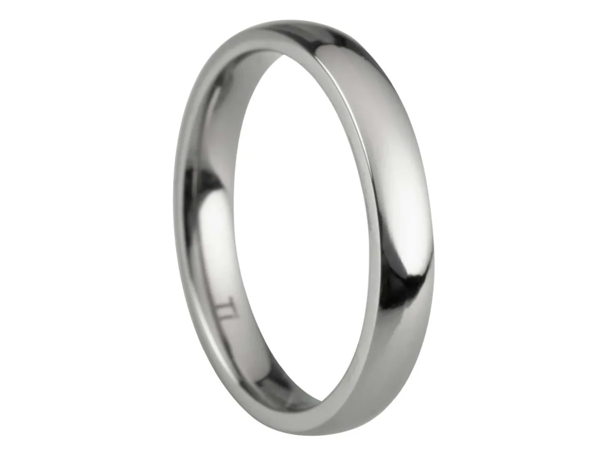 Titanium Court Polished Wedding Ring 3.0mm, Size N, 1.6mm Wall