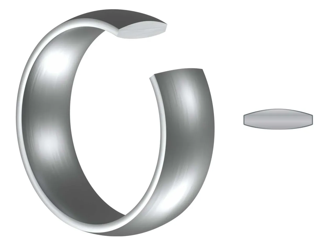 Titanium Court Polished Wedding Ring 3.0mm, Size N, 1.6mm Wall
