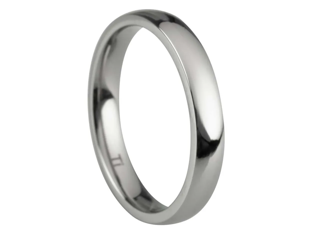 Titanium Court Polished Wedding Ring 3.0mm, Size I, 1.6mm Wall