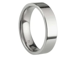 Titanium Flat Court Easy Fit Polished Wedding Ring 5.0mm, Size N, 1.8mm Wall
