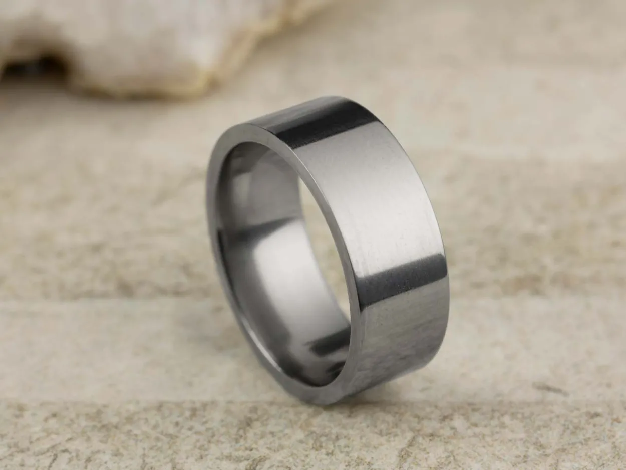 Titanium Flat Court Easy Fit Polished Wedding Ring 8.0mm, Size Z, 2.0mm Wall