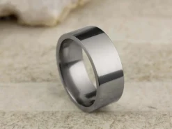 Titanium Flat Court Easy Fit Polished Wedding Ring 8.0mm, Size W, 2.0mm Wall