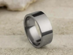 Titanium Flat Court Easy Fit Polished Wedding Ring 8.0mm, Size V, 2.0mm Wall