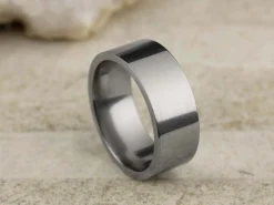 Titanium Flat Court Easy Fit Polished Wedding Ring 8.0mm, Size U, 2.0mm Wall