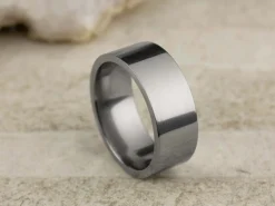 Titanium Flat Court Easy Fit Polished Wedding Ring 8.0mm, Size S, 2.0mm Wall