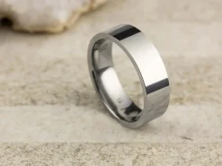 Titanium Flat Court Easy Fit Polished Wedding Ring 6.0mm, Size V, 1.8mm Wall