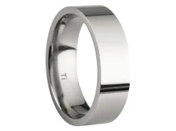 Titanium Flat Court Easy Fit Polished Wedding Ring 6.0mm, Size Q, 1.8mm Wall