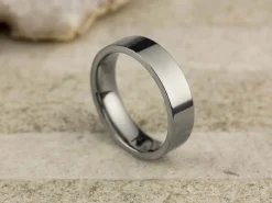 Titanium Flat Court Easy Fit Polished Wedding Ring 5.0mm, Size W, 1.8mm Wall