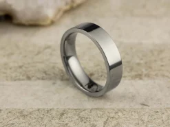 Titanium Flat Court Easy Fit Polished Wedding Ring 5.0mm, Size V, 1.8mm Wall