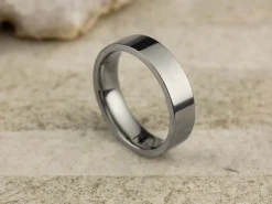 Titanium Flat Court Easy Fit Polished Wedding Ring 5.0mm, Size U, 1.8mm Wall