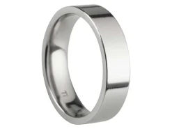 Titanium Flat Court Easy Fit Polished Wedding Ring 5.0mm, Size Q, 1.8mm Wall