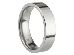 Titanium Flat Court Easy Fit Polished Wedding Ring 5.0mm, Size P, 1.8mm Wall