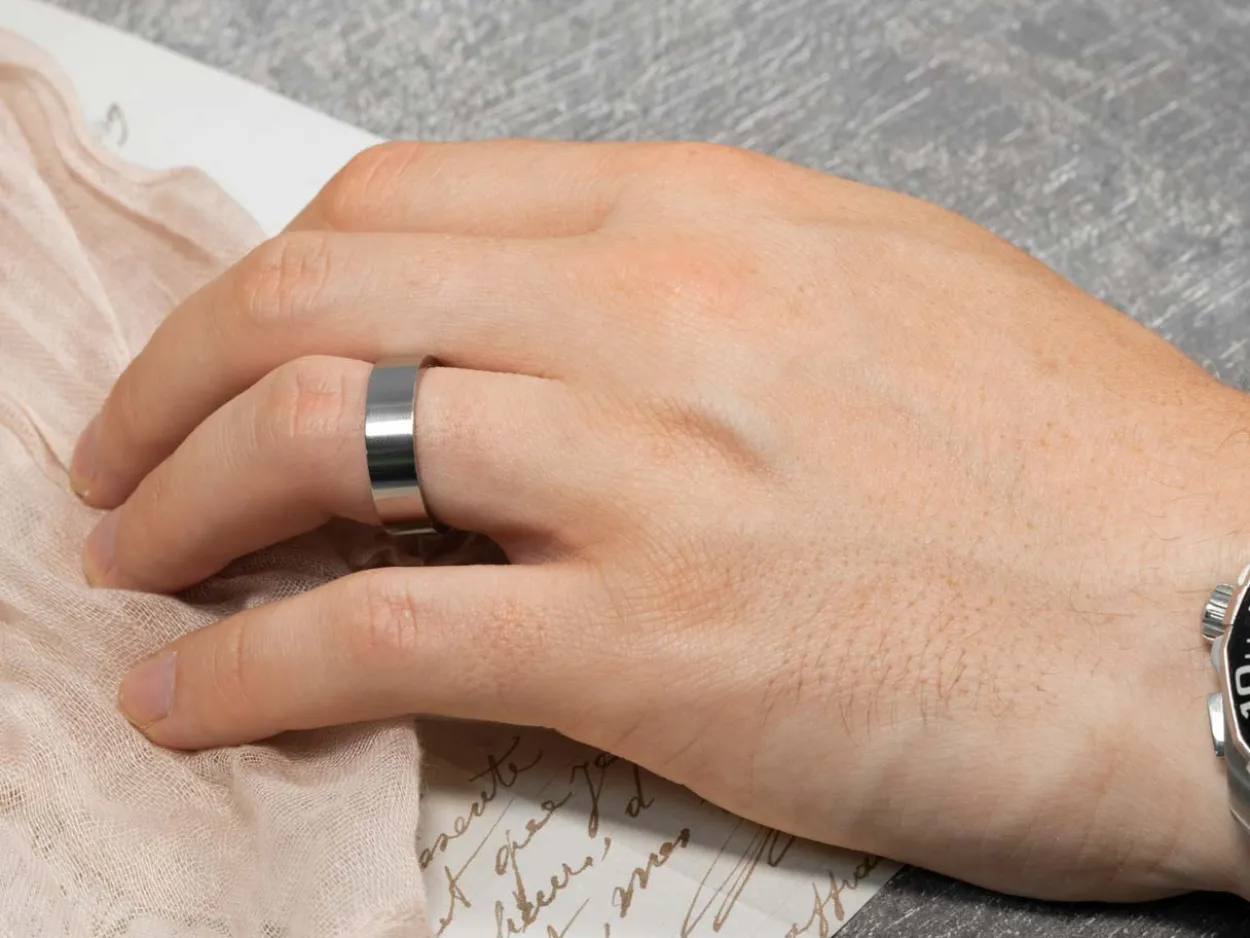 Titanium Flat Court Easy Fit Polished Wedding Ring 5.0mm, Size L, 1.8mm Wall
