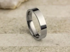 Titanium Flat Court Easy Fit Polished Wedding Ring 4.0mm, Size Y, 1.6mm Wall