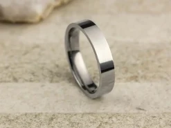 Titanium Flat Court Easy Fit Polished Wedding Ring 4.0mm, Size X, 1.6mm Wall