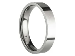 Titanium Flat Court Easy Fit Polished Wedding Ring 4.0mm, Size V, 1.6mm Wall