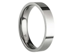 Titanium Flat Court Easy Fit Polished Wedding Ring 4.0mm, Size S, 1.6mm Wall