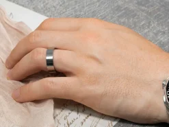 Titanium Flat Court Easy Fit Polished Wedding Ring 4.0mm, Size R, 1.6mm Wall