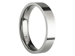 Titanium Flat Court Easy Fit Polished Wedding Ring 4.0mm, Size Q, 1.6mm Wall