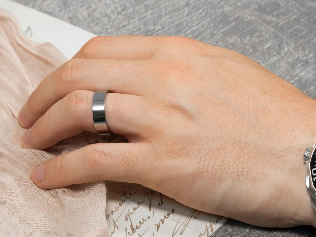 Titanium Flat Court Easy Fit Polished Wedding Ring 4.0mm, Size P, 1.6mm Wall