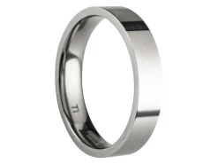 Titanium Flat Court Easy Fit Polished Wedding Ring 4.0mm, Size N, 1.6mm Wall