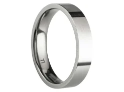 Titanium Flat Court Easy Fit Polished Wedding Ring 4.0mm, Size M, 1.6mm Wall