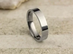 Titanium Flat Court Easy Fit Polished Wedding Ring 4.0mm, Size M, 1.6mm Wall