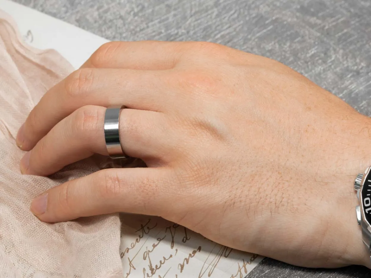 Titanium Flat Court Easy Fit Polished Wedding Ring 4.0mm, Size K, 1.6mm Wall