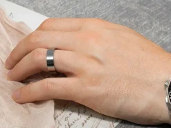 Titanium Flat Court Easy Fit Polished Wedding Ring 4.0mm, Size J, 1.6mm Wall