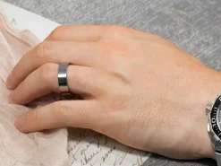 Titanium Flat Court Easy Fit Polished Wedding Ring 3.0mm, Size N, 1.6mm Wall
