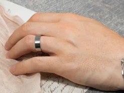 Titanium Flat Court Easy Fit Polished Wedding Ring 3.0mm, Size L, 1.6mm Wall