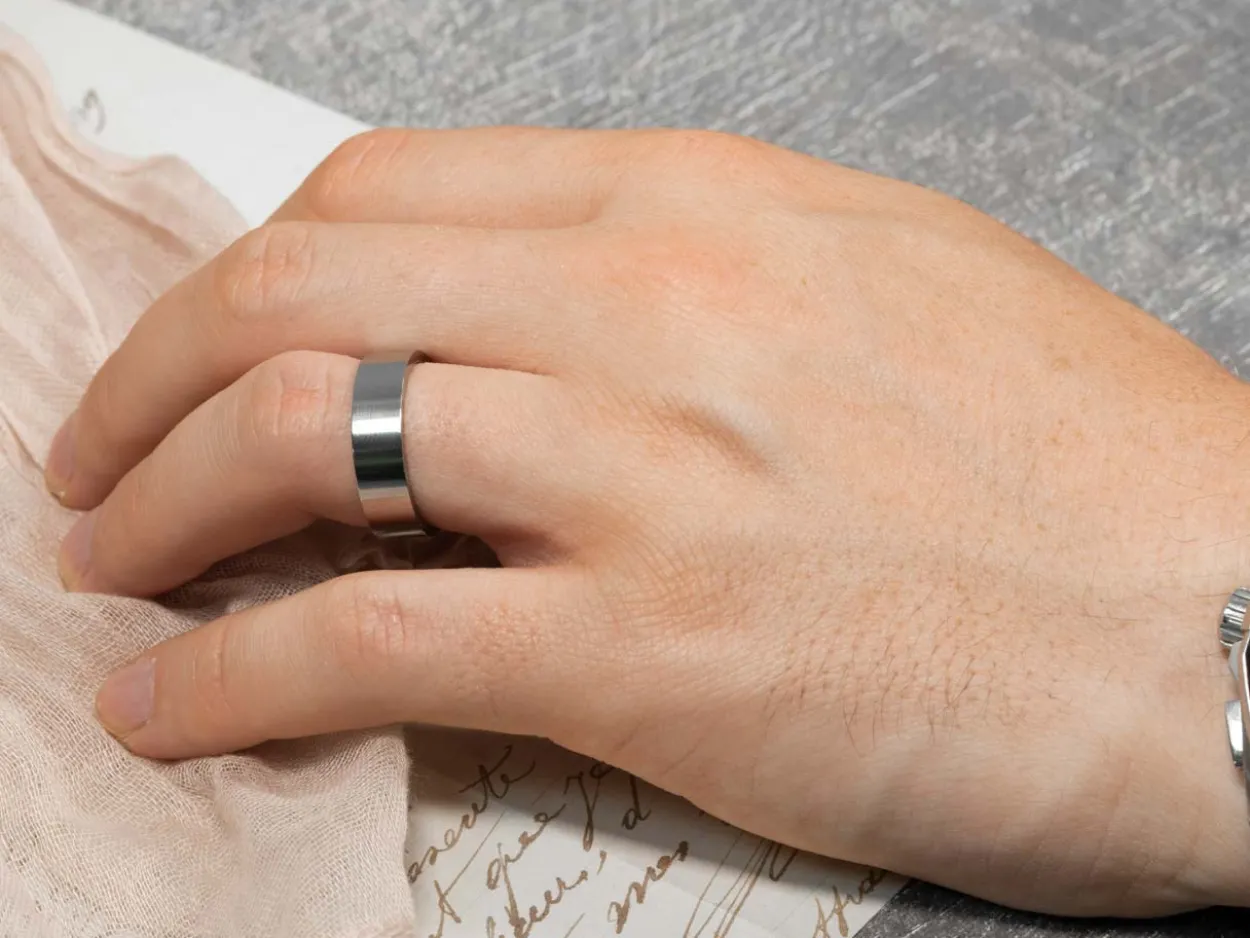 Titanium Flat Court Easy Fit Polished Wedding Ring 3.0mm, Size L, 1.6mm Wall